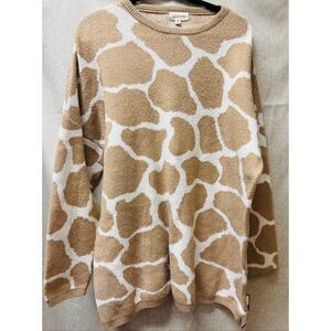52 seven NWT XL Giraffe pattern cardigan sweater color brown